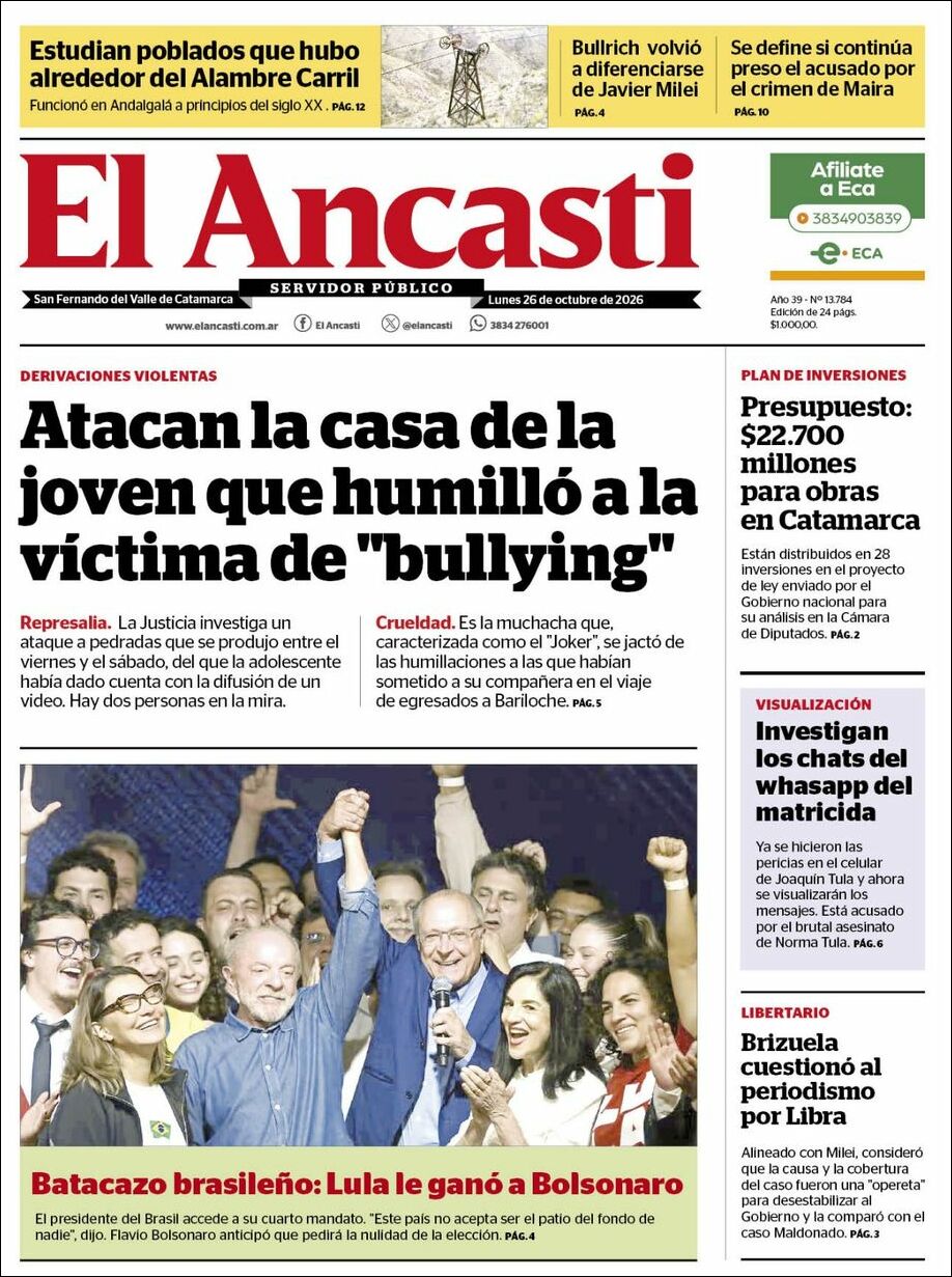 Media Panel - Developments and Systems | POWER RADIO - Tapa del diario Ancasti